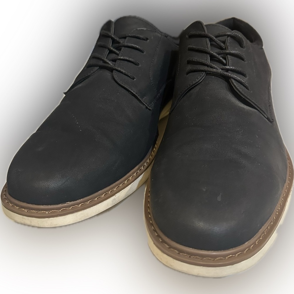 PERRY ELLIS CLASSIC BOULEVARD PESN23018A-2 B7092 BLACK SUEDED WHITE SOLE SZ 11